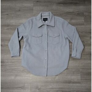 HILARY RADLEY Women's Designer Muted‎ Blue Fleece Button Up Warm Winter Top XL